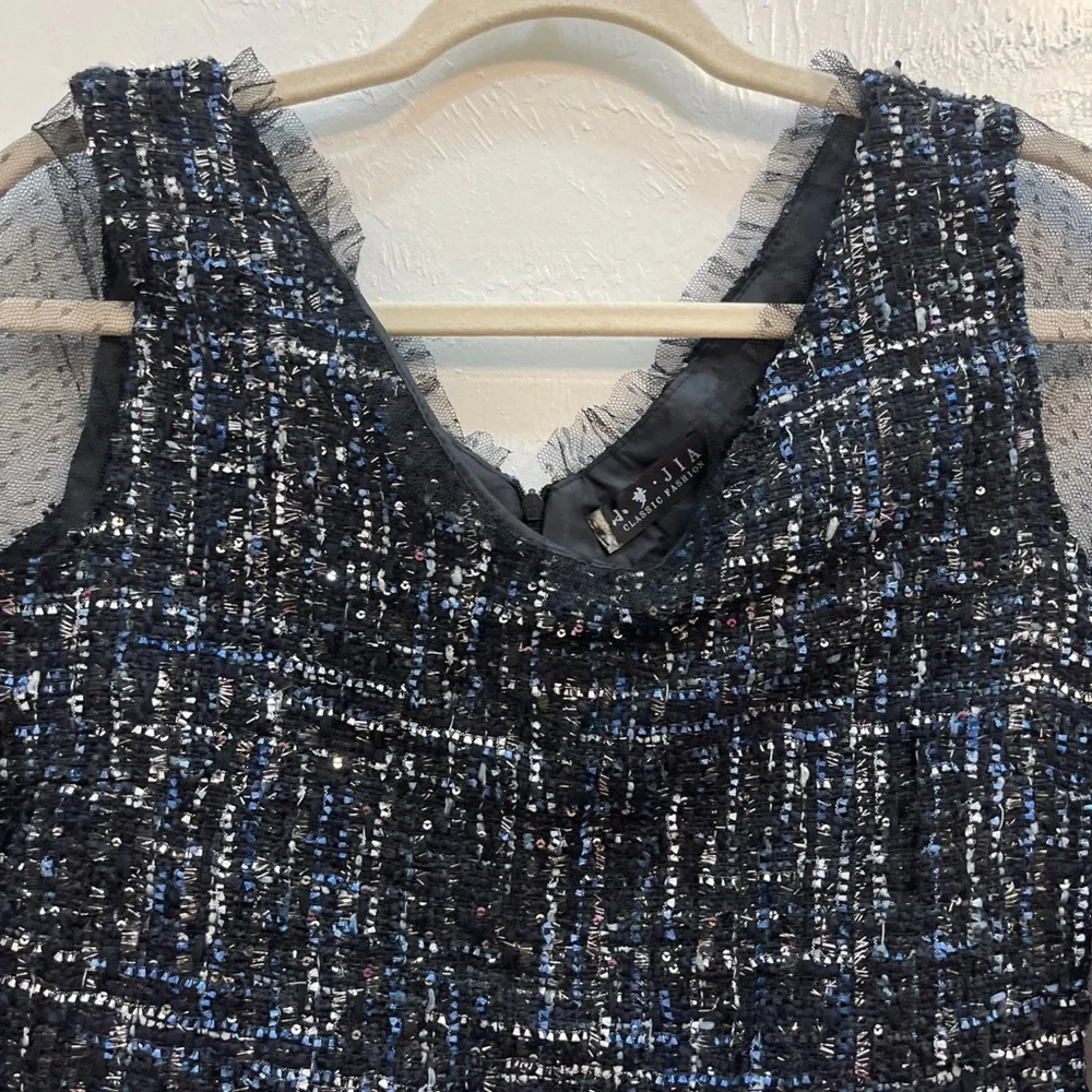 JIA Women Sheer Lace‎ Blouse Black Tiered Ruffle Sleeves Bohemian Goth Small y2k - Picture 9 of 14